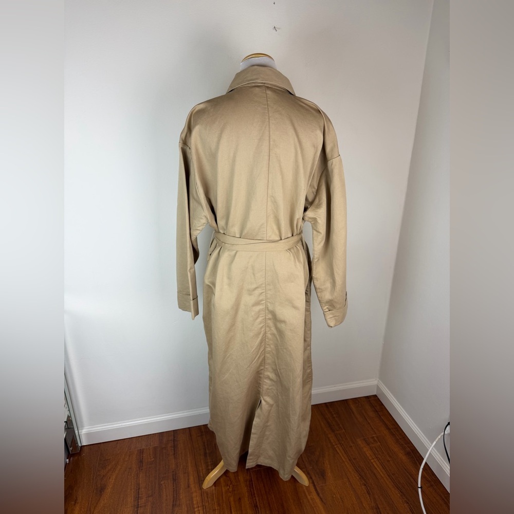 POSSE Ruth Long Trench Coat Linen Cotton Latte Tan Size M - Picture 7 of 9